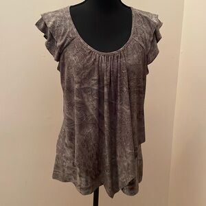 Roz & Ali olive green short sleeve top, L